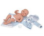 Muñecas Arias Aria, Poupée bébé de 38 cm garçon en vinyle de couleur bleue avec couverture, modèle espagnol