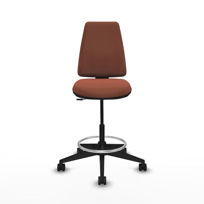 Tabouret Taburete Elche Contact permament de base Tissu Marron Base pyramidale noire Sans accoudoirs Sans appui-tête Roulettes 65mm nylon