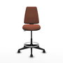 Tabouret Taburete Elche Contact permament de base Tissu Marron Base pyramidale noire Sans accoudoirs Sans appui-tête Roulettes 65mm nylon