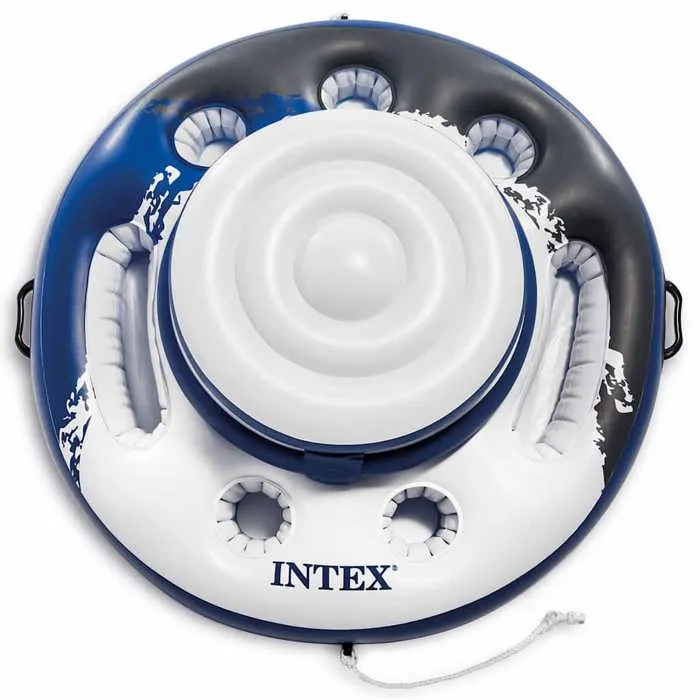 Intex Glacière Gonflable Flottante - 89 cm de Diamètre - Pour Piscine avec 5 Porte-Bouteilles et 2 Corbeilles Latérales - Capacité 30 Canettes