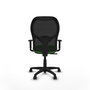 Chaise Alocén Synchro 3 positions tissu Vert Maille Noir Structure polyamide noire Accoudoir 1D Sans appui-tête Roulettes en nylon 50 mm