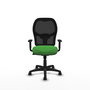 Chaise Alocén Synchro 3 positions tissu Vert Maille Noir Structure polyamide noire Accoudoir 1D Sans appui-tête Roulettes en nylon 50 mm