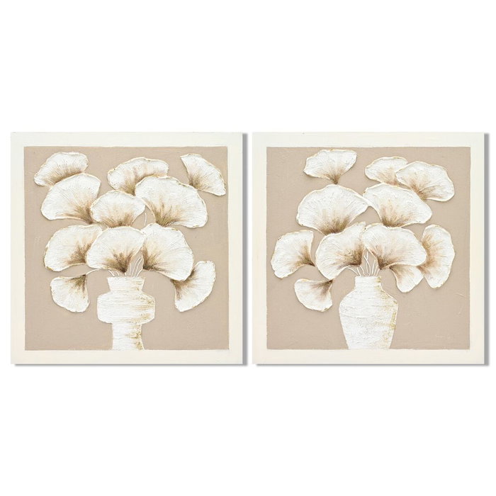 Home ESPRIT Toile Vase Shabby Chic Blanc Beige (2 Unités) Home ESPRIT Toile Vase Shabby Chic Blanc Beige (2 Unités)