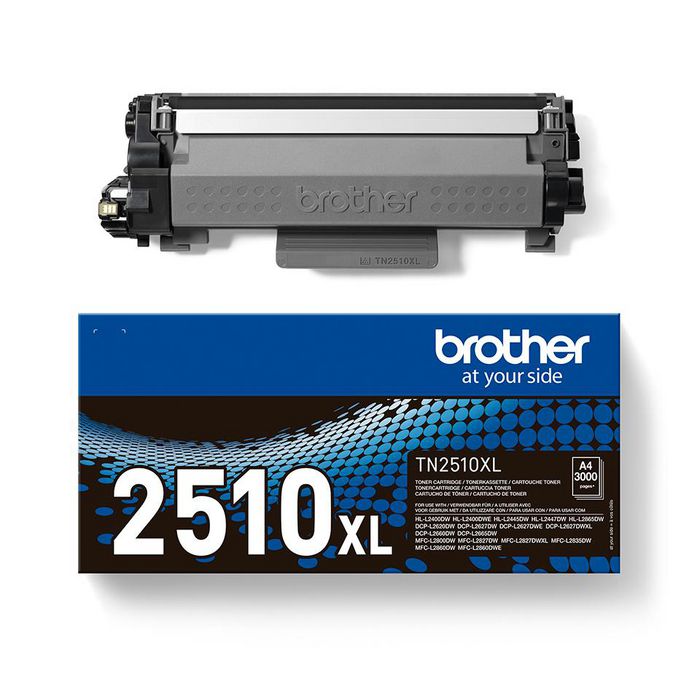Brother TN2510XL Toner Noir Haute Capacité - Rendement Jusqu'à 3000 Pages - Compatible Avec Imprimantes Brother