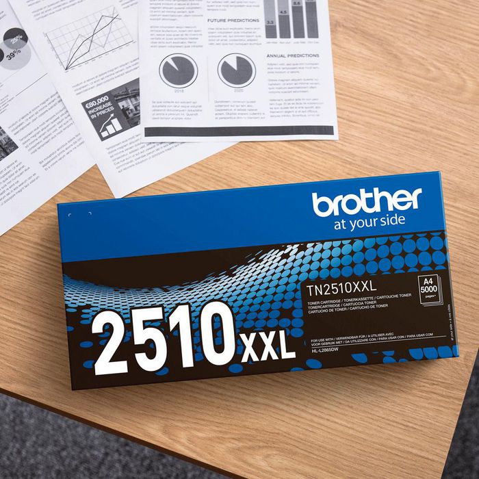 Brother TN2510XL Toner Noir Haute Capacité - Rendement Jusqu'à 3000 Pages - Compatible Avec Imprimantes Brother