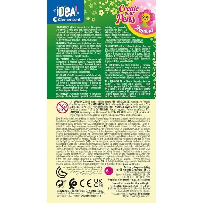 Clementoni Mini Atelier des Stylos - Crée 3 Stylos Personnalisés Thème Tropical - Loisir Créatif pour Enfants dès 6 Ans