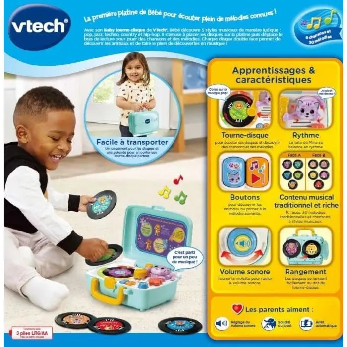 Vtech Tourne-Disque Bébé - 5 Vinyles Animaux avec Aiguille Interactive, Musique et Sons pour Tout-Petits - Version Française Vtech Tourne-Disque Bébé - 5 Vinyles Animaux avec Aiguille Interactive, Musique et Sons pour Tout-Petits - Version Française