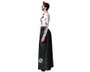 Déguisement Squelette Mexicain Catrina pour Femme XXL - Costume de La Catrina avec Fleurs Rouges pour Halloween et Jour des Morts