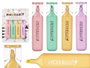 Pincello Lot de 4 Fluorescents Grandes Pastel 20.5x16x1.8 cm Rose Jaune Menthe Violet (Set de 24)