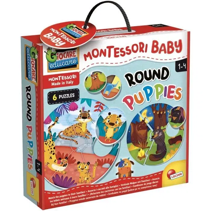 Lisciani Giochi Montessori Baby Round Puppies - Jeu de logique éducatif pour bébé - Associer chiots et mères - Découverte des animaux Lisciani Giochi Montessori Baby Round Puppies - Jeu de logique éducatif pour bébé - Associer chiots et mères - Découverte des animaux