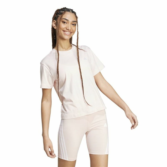 T-shirt à manches courtes femme Adidas Essentials Small Logo Beige Rose