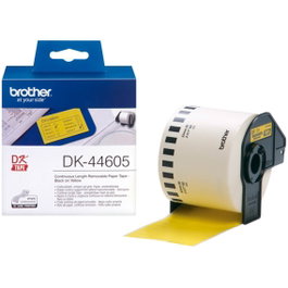 Brother DK-44605 Cinta Continue Étiquettes Jaune 62 mm Haute Visibilité pour Organisation et Signalisation