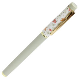 The Concept Factory Stylo bille vert à pointe fine avec bouchon fleuri