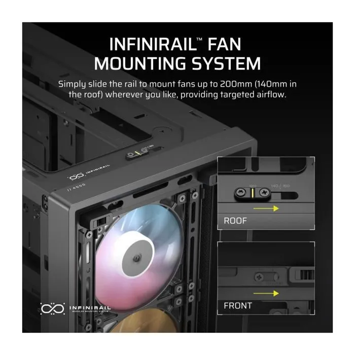 Corsair Boîtier PC 4000D RS ARGB CC-9011296-WW - Noire, avec ventilateurs