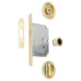 JANDEL Kit de fermeture porte coulissante ronde, laiton satiné