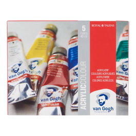Van Gogh Set de peintures acryliques d'initiation avec 5 couleurs en tubes de 40 ml