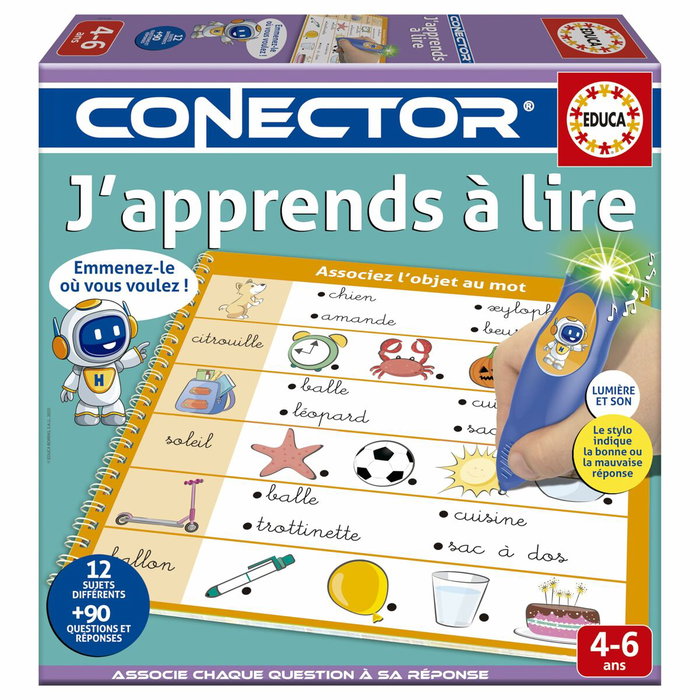 Educa Conector J'apprends à Lire - Jeu éducatif format livre avec stylo interactif