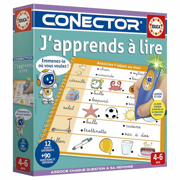 Educa Conector J'apprends à Lire - Jeu éducatif format livre avec stylo interactif