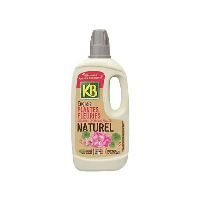 KB Engrais liquide naturel pour plantes fleuries 1 L - à base d'algues marines, pour une floraison abondante - Utilisable en agriculture biologique