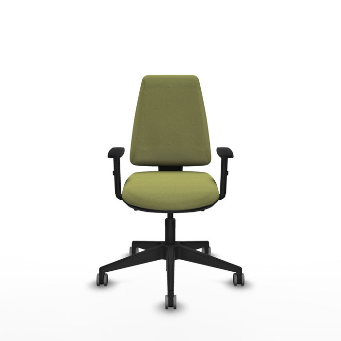 Chaise Elche Asynchrone Tissu Vert olive Base pyramidale noire Accoudoir 1D Sans appui-tête Roulettes 65mm pour moquette Chaise Elche Asynchrone Tissu Vert olive Base pyramidale noire Accoudoir 1D Sans appui-tête Roulettes 65mm pour moquette