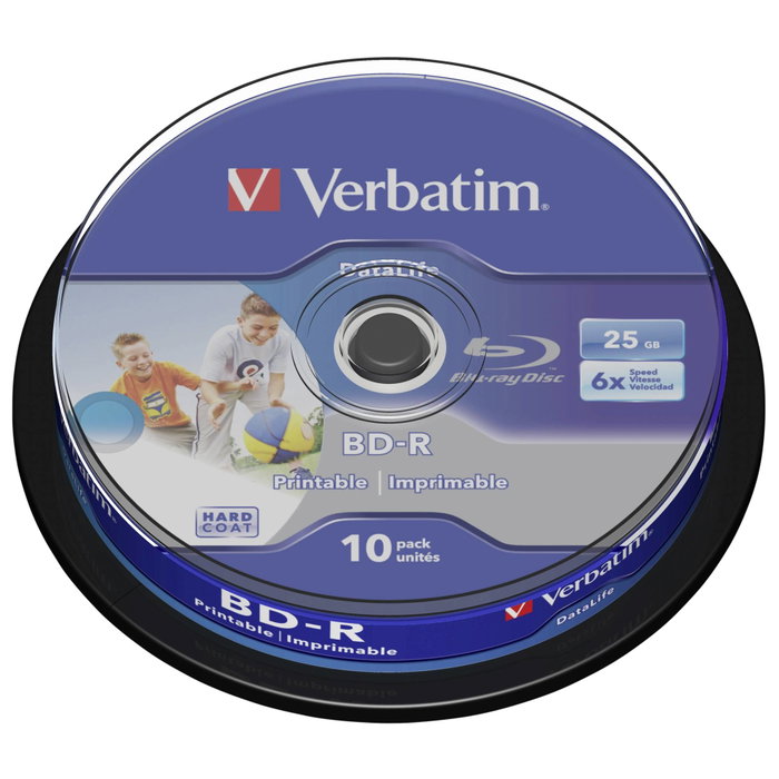 Verbatim Datalife BD-R SL 25GB 6x Wide Inkjet Printable 10 Pack Spindle