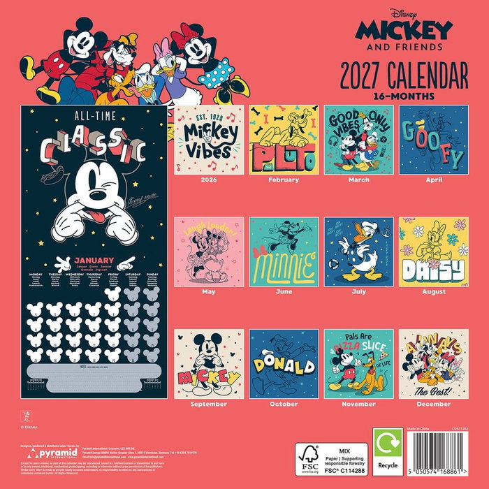 Pyramid International Mickey & Friends Calendrier 2027 30 x 30 cm