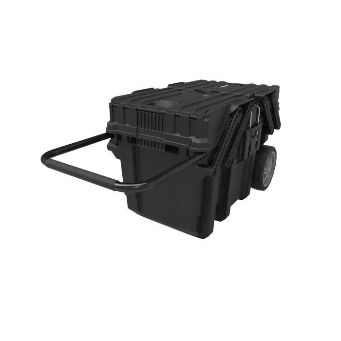 Keter - Coffre de chantier robuste 15 gallons (64.6 x 37.3 x 41 cm) - Noir - Résistant à l'eau et à la poussière avec système verrouillable et roues