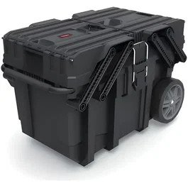 Keter - Coffre de chantier robuste 15 gallons (64.6 x 37.3 x 41 cm) - Noir - Résistant à l'eau et à la poussière avec système verrouillable et roues