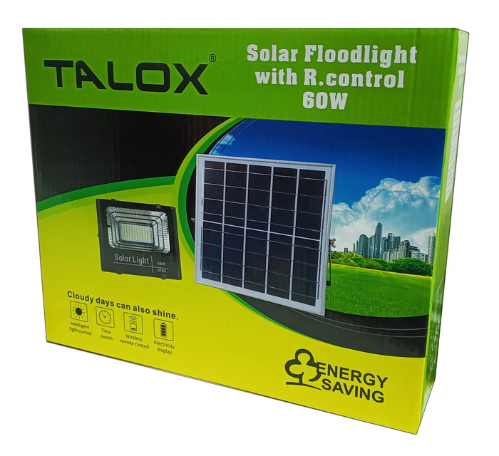 TALOX GY-RSF-003 Projecteur solaire LED 60 W avec panneau solaire et télécommande