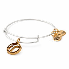 Alex And Ani Pulsera Lettre T II Bicolore