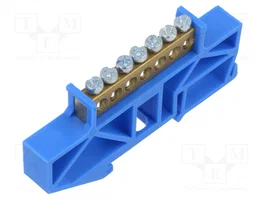 PAWBOL Barrette de jonction d'alimentation bleue pour rail DIN, 7 connexions