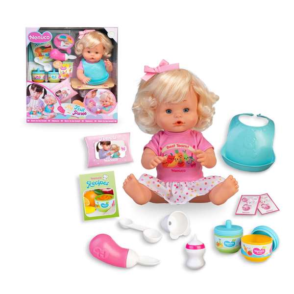 Famosa Nenuco Muñeco 'Mi Primera Papilla', 35 cm, poupée avec accessoires pour premier repas, jouet éducatif 3-6 ans
