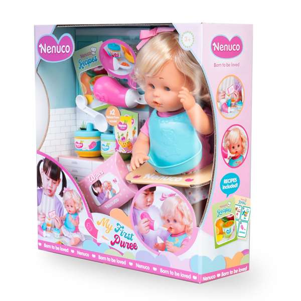Famosa Nenuco Muñeco 'Mi Primera Papilla', 35 cm, poupée avec accessoires pour premier repas, jouet éducatif 3-6 ans