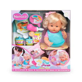 Famosa Nenuco Muñeco 'Mi Primera Papilla', 35 cm, poupée avec accessoires pour premier repas, jouet éducatif 3-6 ans