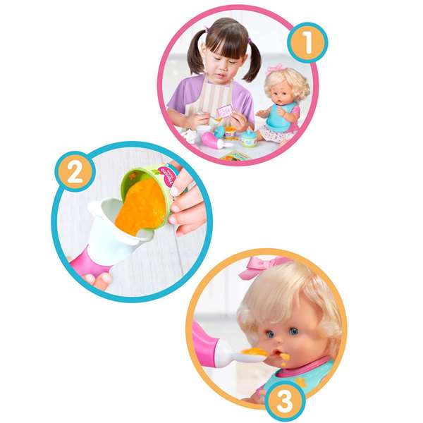 Famosa Nenuco Muñeco 'Mi Primera Papilla', 35 cm, poupée avec accessoires pour premier repas, jouet éducatif 3-6 ans