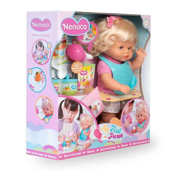 Famosa Nenuco Muñeco 'Mi Primera Papilla', 35 cm, poupée avec accessoires pour premier repas, jouet éducatif 3-6 ans