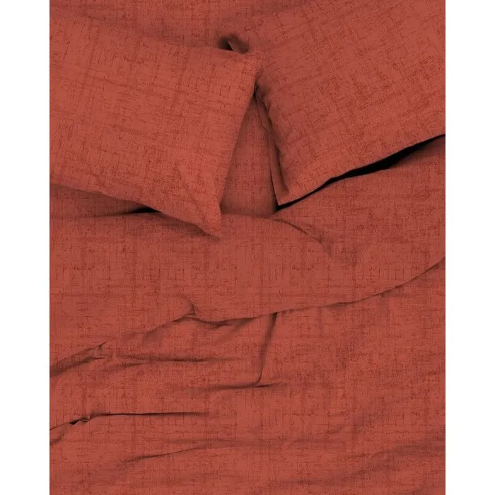 Parure de lit rouge brique en coton renforcé avec housse de couette 140 x 200 cm et taie d'oreiller 60 x 60 cm Parure de lit rouge brique en coton renforcé avec housse de couette 140 x 200 cm et taie d'oreiller 60 x 60 cm