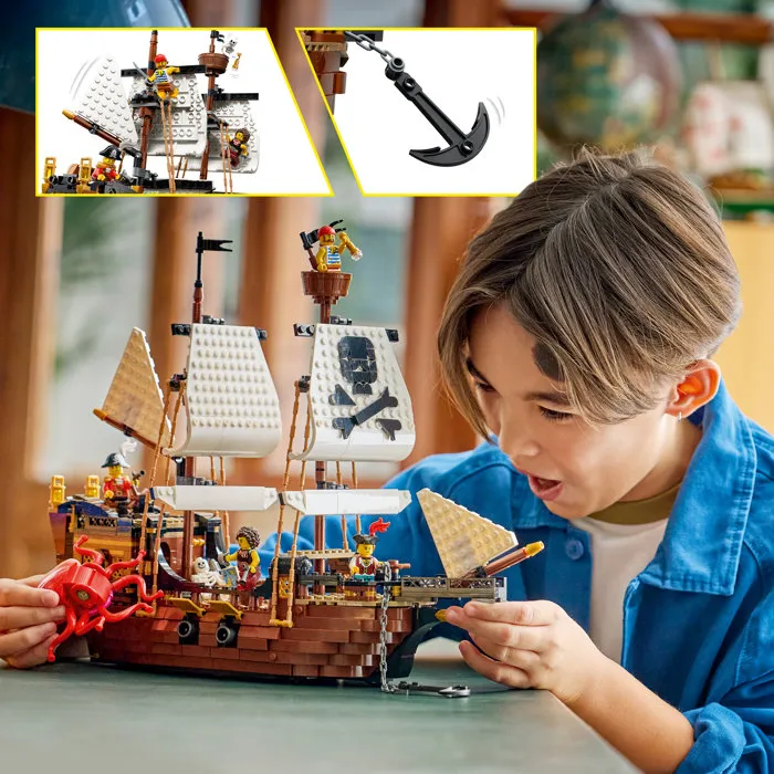LEGO Creator 3-en-1 31387 Bateau Pirate Mythique - Jeu de Construction pour Enfants dès 9 Ans - Maquette