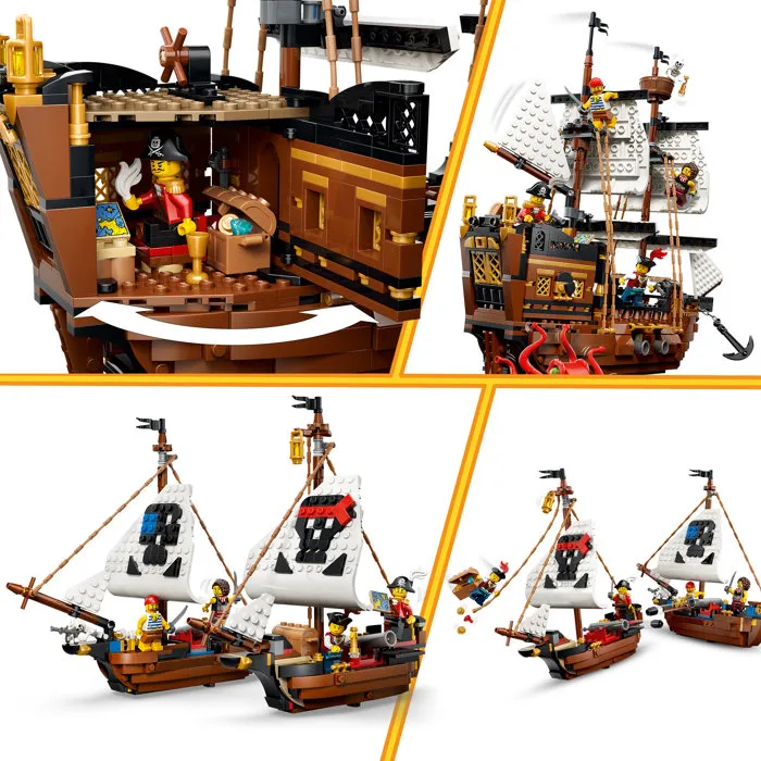 LEGO Creator 3-en-1 31387 Bateau Pirate Mythique - Jeu de Construction pour Enfants dès 9 Ans - Maquette