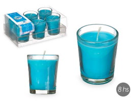 Acorde Set de 6 Bougies en Verre Océan Bleu 16 x 6,5 x 11 cm (Set de 12)