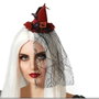Serre-tête Chapeau Sorcière Rouge avec Voile Halloween Femme Adulte