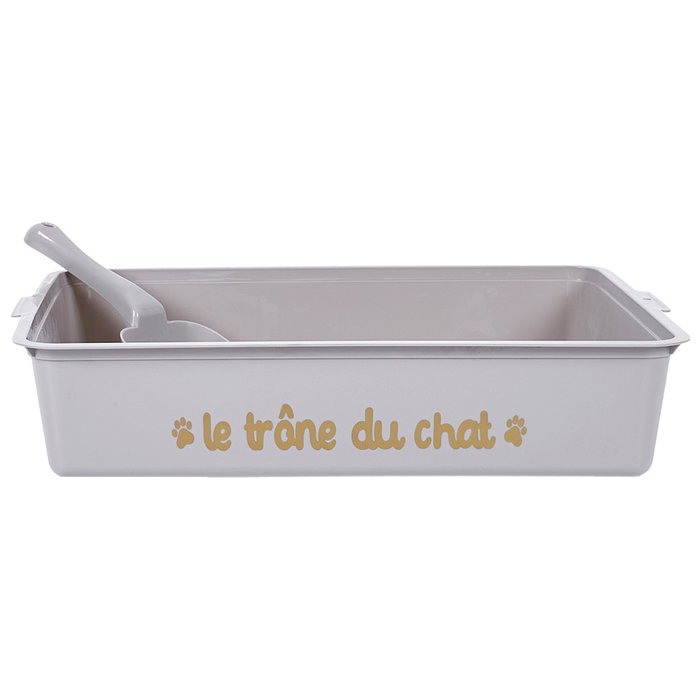 The Concept Factory Litière pour Chats avec Pelle, Grise