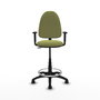 Tabouret Aýna taburete Contact permament de base Tissu Vert olive Structure polyamide noire Accoudoir 1D Sans appui-tête Roulettes en nylon 50 mm