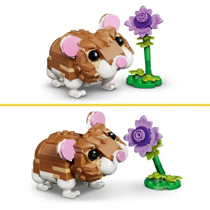 LEGO Creator 3-en-1 31376 L'Adorable Hamster et la Fleur - Jouet de Construction pour Enfants dès 7 ans