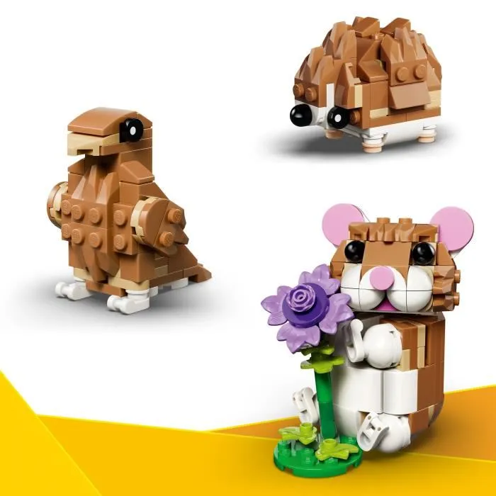 LEGO Creator 3-en-1 31376 L'Adorable Hamster et la Fleur - Jouet de Construction pour Enfants dès 7 ans