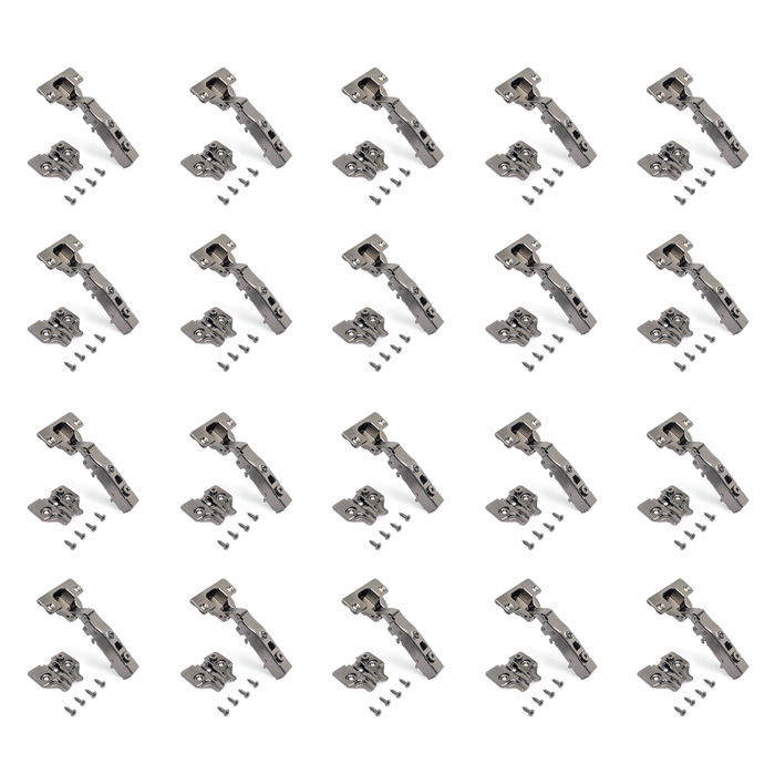 Emuca Lot de 20 charnières droites X91N avec embases à visser, Hauteur 0, Acier, Titane Emuca Lot de 20 charnières droites X91N avec embases à visser, Hauteur 0, Acier, Titane