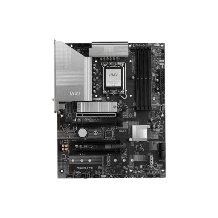 MSI PRO Z890-S WiFi Carte mère Intel Z890 (Socket LGA 1851) - Wi-Fi 7, 5G LAN, Thunderbolt 4, PCIe 5.0, design argenté