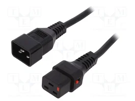 IEC LOCK Câble d'alimentation H05VV-F IEC C19 femelle vers IEC C20 mâle, 1m, noir