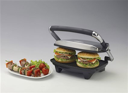 Ariete 1911 Grill électrique Slim Toast & Grill - Plancha élégante basculante, plaques flottantes, antiadhésif, thermostat, design compact, pour cuisson saine