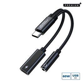 MicroConnect Adaptateur USB-C vers USB-C PD et Audio Premium, Noir, 13cm